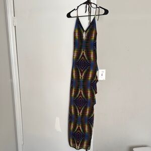 Multicolor Halter Maxi Dress